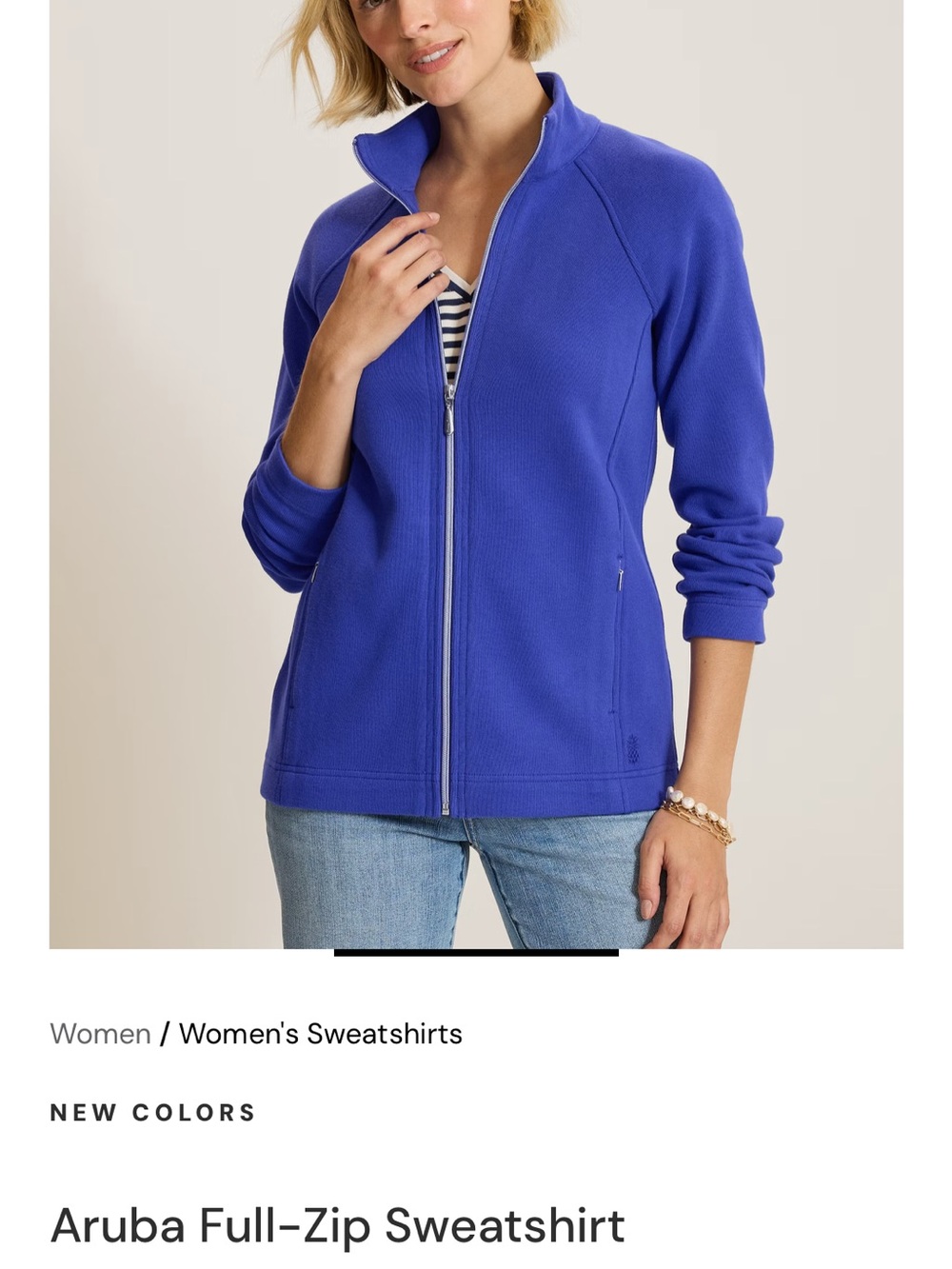 Tommy Bahama Aruba Full-Zip Sweatshirt in Royal Blue size XL